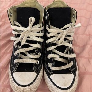 Black High-Top Sneakers with White Laces